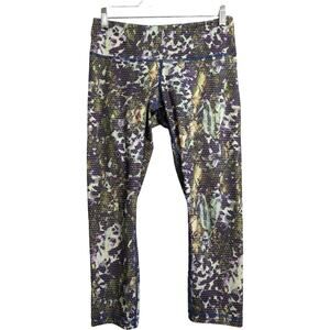 Lululemon Green Floral Patterned High Waisted Wunder Under Leggings Size 6